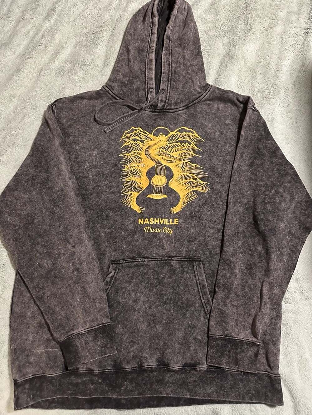 Coastal Classics Nashville Music City Graphic Mineral Wash Pullover Hoodie, 2X